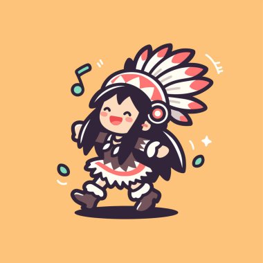 Sevimli Amerikan Yerlisi Çocuk Neşeyle Dans Ediyor