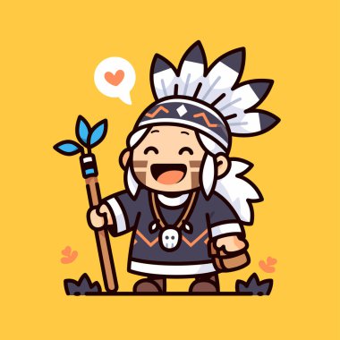 Neşeli Yerli Amerikan Çizgi Filmi Çizimi