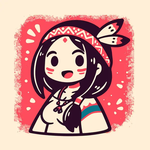 Geleneksel kostümlü mutlu kız. vektör illüstrasyonu.
