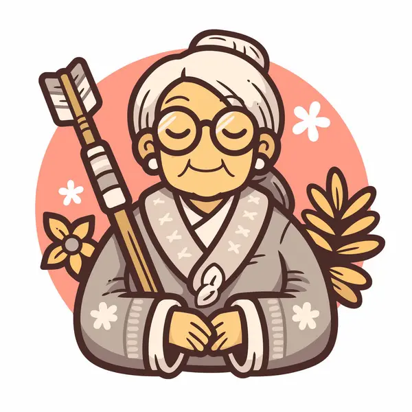 Yaşlı Archer Büyüleyici Çizgi Film Portresi