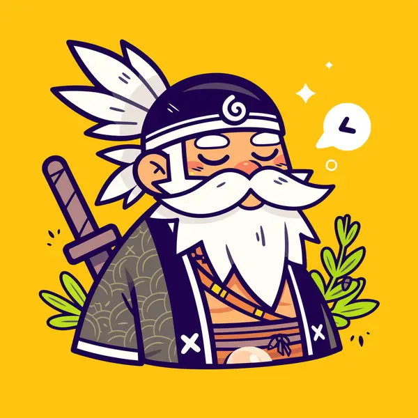 Katana ile Çizgi film Samuray Savaşçısı