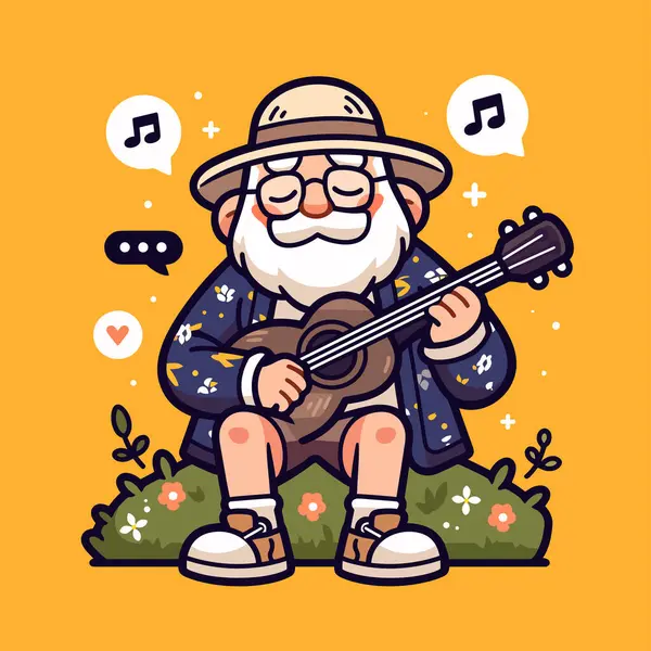 Joy ile Ukulele Çalan Yaşlı Müzisyen