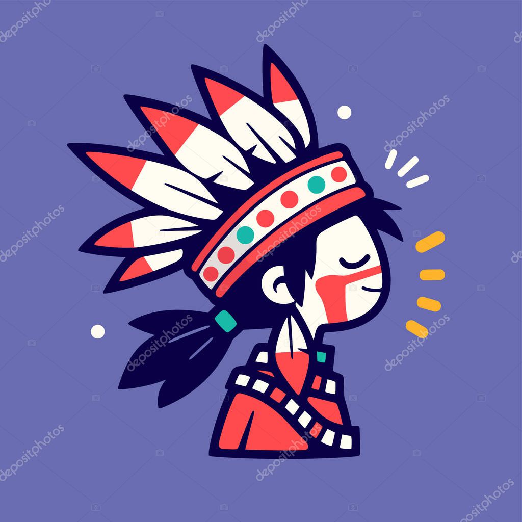 Cartoon Native American Chief Profile