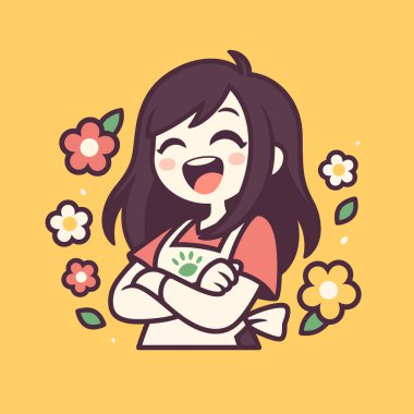 Çiçekli Mutlu Çiçekçi Kız