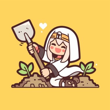 Çizgi film tarzında Mutlu Bahçıvan Tohumları