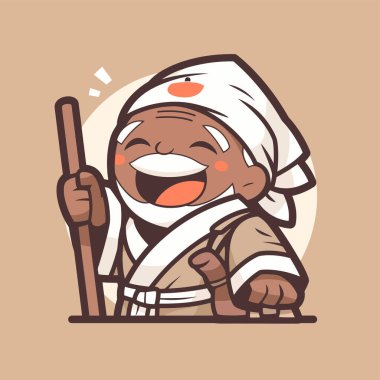 Yürüyen Sopa Çizgifilmiyle Mutlu Yaşlı Adam