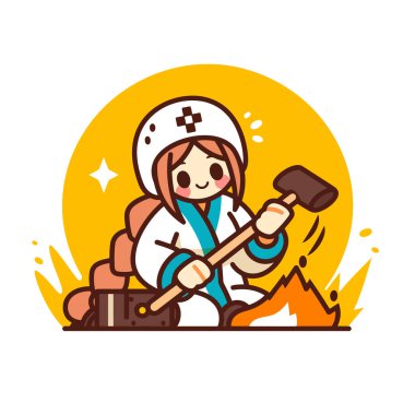 Çekiç Ezici Ateşli Şirin İtfaiyeci Kız