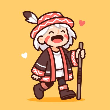 Gülümseyen Tayvan Kabile Çizgi Filmi Karakteri Personelle Yürüyor