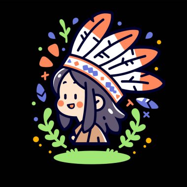 Chibi Amerikan Yerlisi Headresli