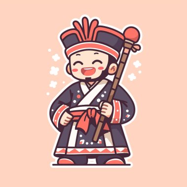 Personelli Şirin Çin Karikatürü İlah Karakteri