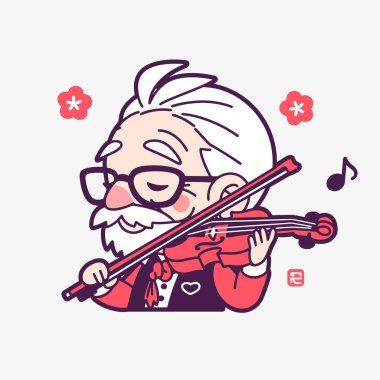 Yaşlı çizgi film kemancısı Müzik Çalıyor