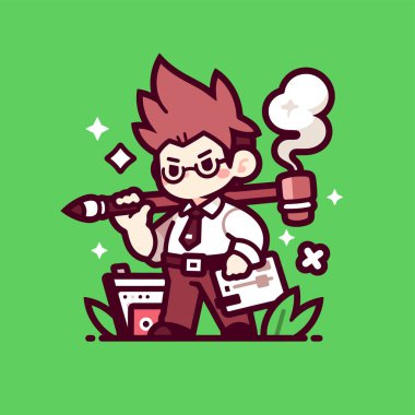 Hammer ve Evrak Çantası Yaratıcı İşadamı Karakteri