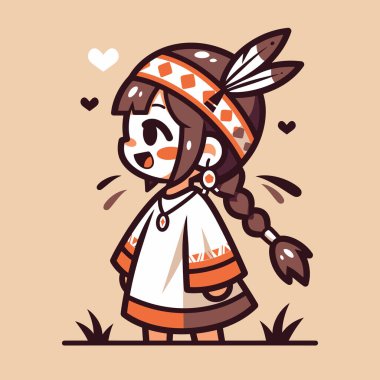 Geleneksel Giyimli Amerikan Yerlisi Chibi