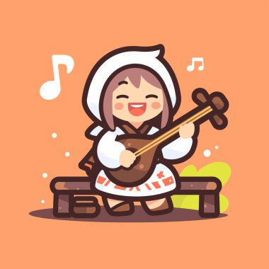 Neşeli Çizgi Film Müzisyeni Lavta Çalıyor