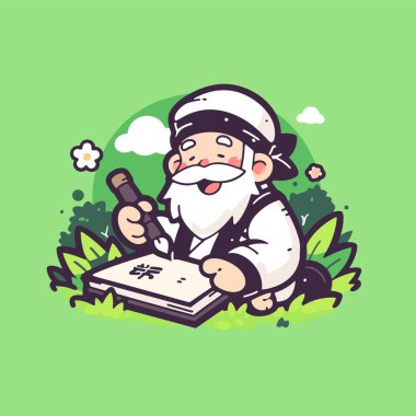 Zen Bahçesinde Kaligrafi Ustası