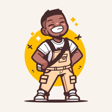 Sırt çantalı Mutlu Çizgi Çocuk