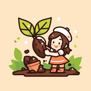 Bahçeye Tohum Eken Kız