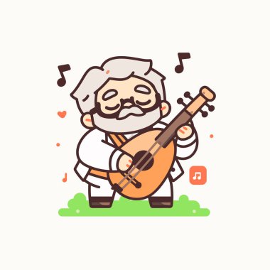 Lavta çalan bir çizgi film müzisyeni.