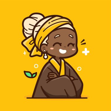 Siyah bir kadının başörtülü büyüleyici çizgi filmi.