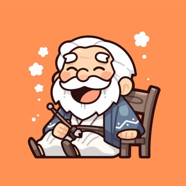 Mutlu Çizgi Filmler Yaşlılar Oturuyor ve Hayal Kuruyor