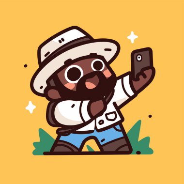 Neşeli Çizgi Film Gezgini Selfie Çekiyor