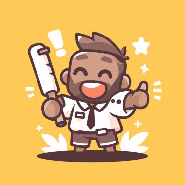 Beyzbol Yarasalı Heyecanlı Çizgi Film Karakteri