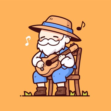 Çizgi film Yaşlı Adam Gitar Çalıyor