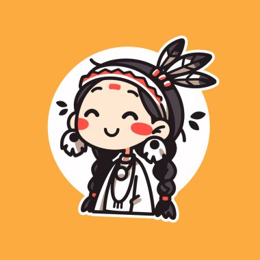 Şirin Çizgi film Amerikan Yerlisi Gülümseyen Kız