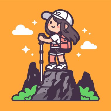 Dağ Tepesinde Mutlu Yürüyüşçüler