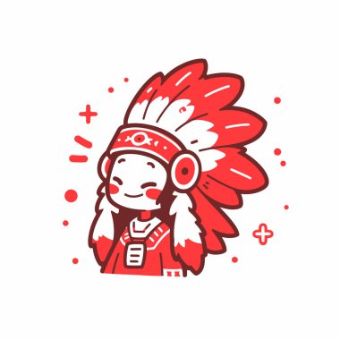 Sevimli Çizgi film Amerikan Yerli Şefi