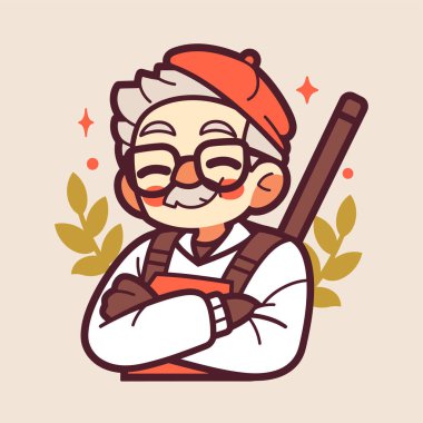 Fırçalı Neşeli Yaşlı Sanatçı