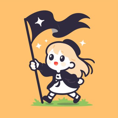 Siyah bayraklı tatlı kız.