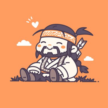 Chibi Amerikan Yerlisi Gülümseyen Karakteri