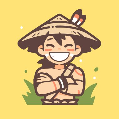 Çapraz Kollu Mutlu Kabile Savaşçısı