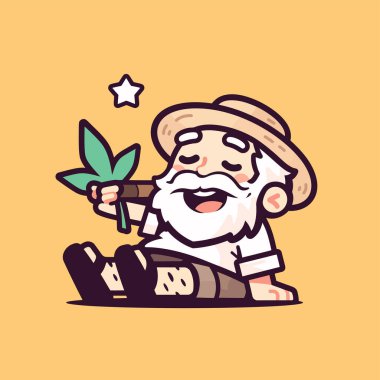 Kenevir yaprağıyla neşeli çizgi film karakteri