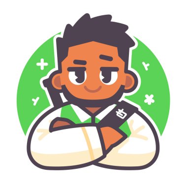 Çapraz Kollu ve Gülen Yüzlü Karate Savaşçısı Çizgi Filmi Karakteri