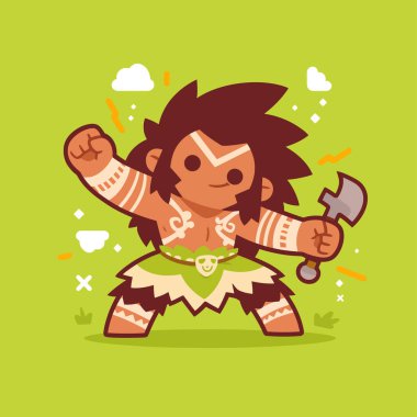 Savaşçı Çizgi film Savaşçısı ve Balta Dövüş Pozu