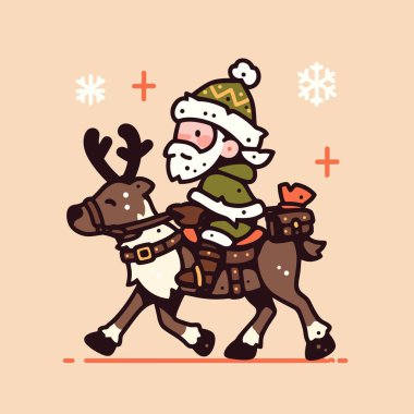 Noel Kutlaması İçin Ren Geyiğine Binen Noel Baba