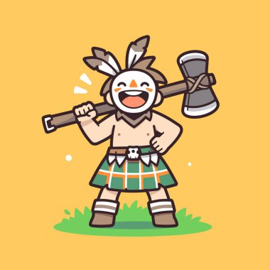 Balta ve Maskeli Mutlu Çizgi Film Savaşçısı