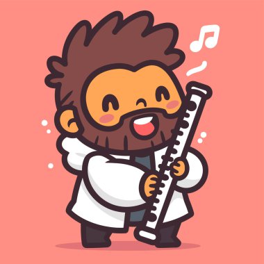 Müzik bandında şarkı söylemenin sevimli çizgi film karakterinin vektör çizimi