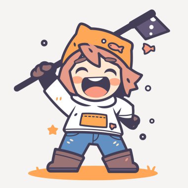 Küçük mutlu kız beyzbolla oynuyor. Beyaz arkaplanda düz çizgi film tarzında vektör illüstrasyonu.