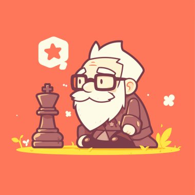 Satranç tahtası olan şirin bir çocuğun vektör çizimi