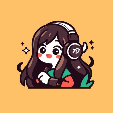 Kulaklıklı anime kız.