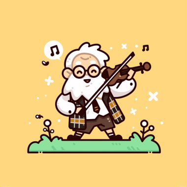 Neşeli Çizgi Film Yaşlı Adam Keman Çalıyor