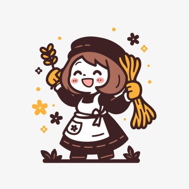 Buğday Hasatıyla Mutlu Çiftçi Kız