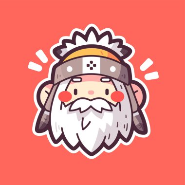 Sevimli Çizgi film Amerikan Yerlisi Yaşlı Adam Kafa Çıkartması