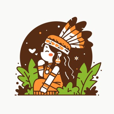 Geleneksel Kıyafetli Şirin Amerikan Kızı