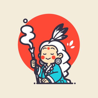 Mistik Şaman tütsüyle meditasyon yapıyor.