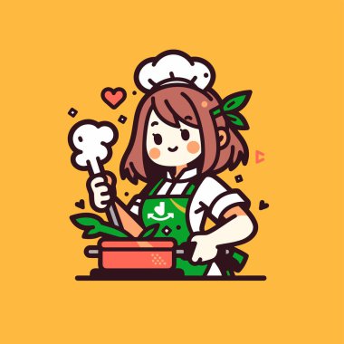 Şefi olan bir kızın vektör çizimi