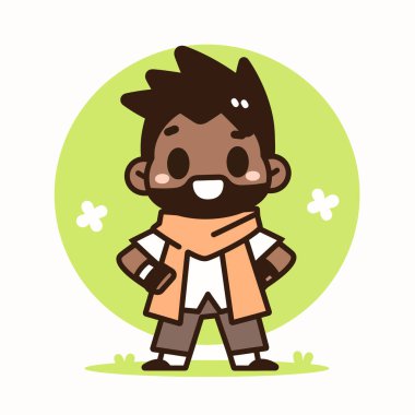 Düz renkli çizgi film dostu adam.